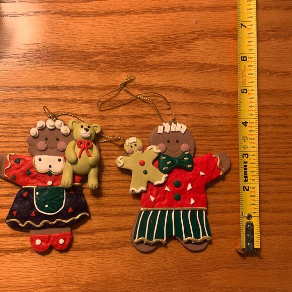 SET OF 2 RUBBER GINGERBREAD FIGURES, MALE AND FEMALE, CHRISTMAS ORNAMENTS - Picture 4 of 4